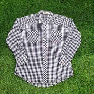 Vintage 90s Malco-Modes Western Shirt L 16 22x31 Check-Plaid